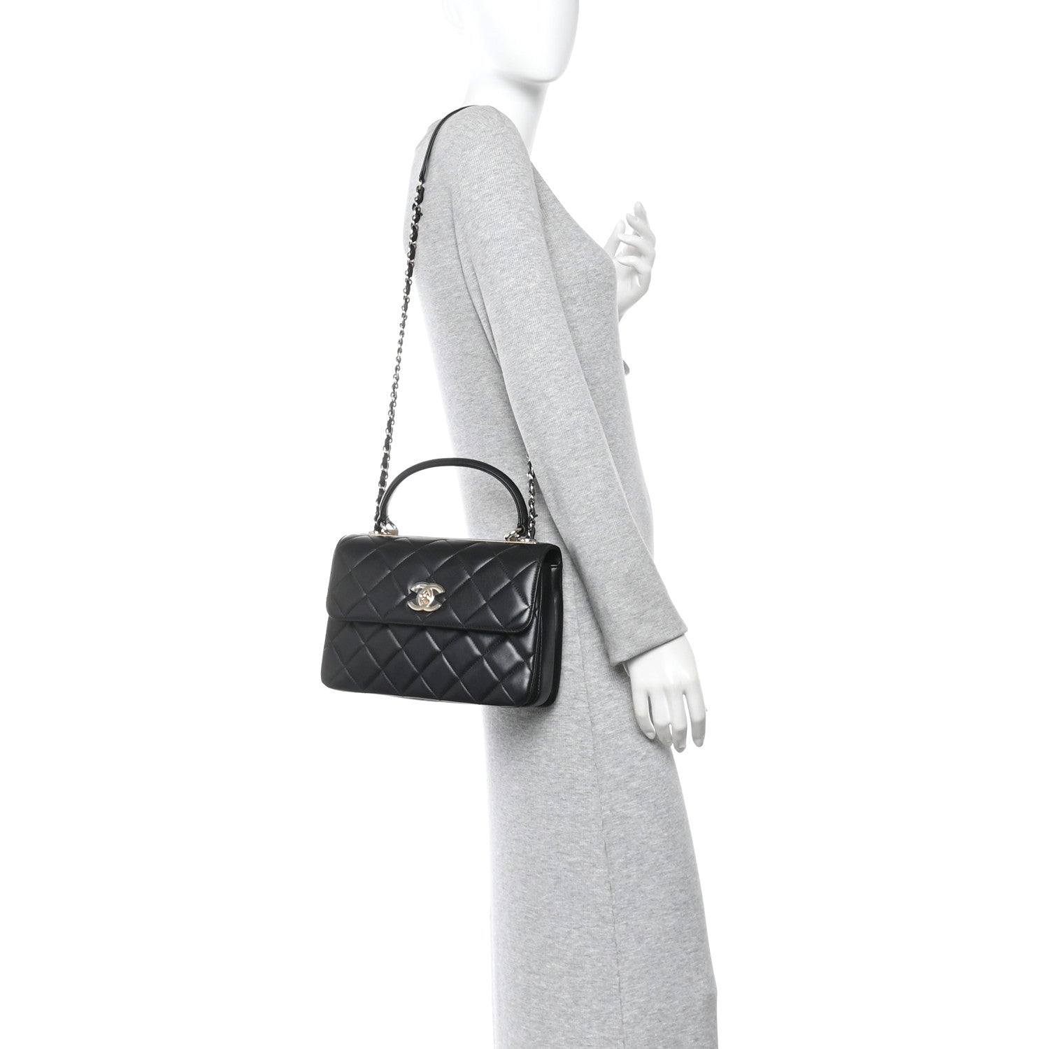 Chanel Lambskin Quilted Small Trendy CC Dual Handle Flap Bag Black 2 of 11