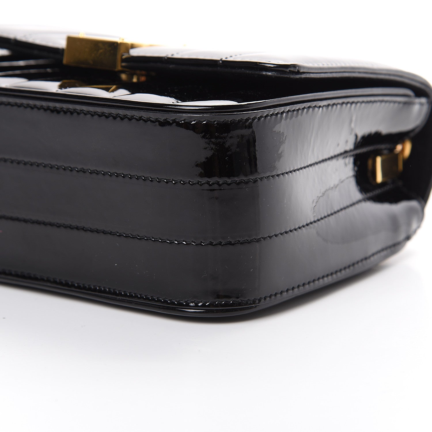 Saint Laurent Patent Calfskin Matelasse Monogram Small Vicky Chain Bag Black 9 of 10