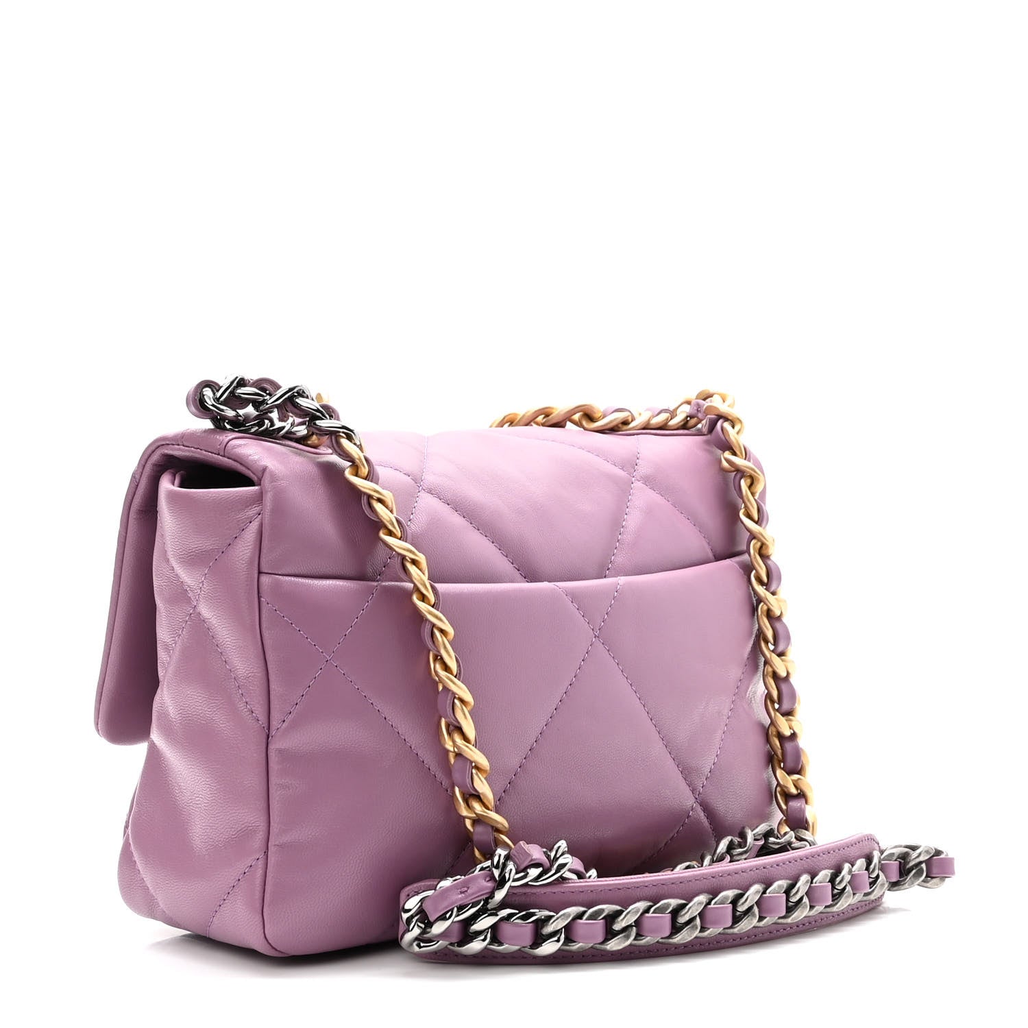 Chanel Goatskin Quilted Medium Chanel 19 Flap Violet Purple 3 of 10