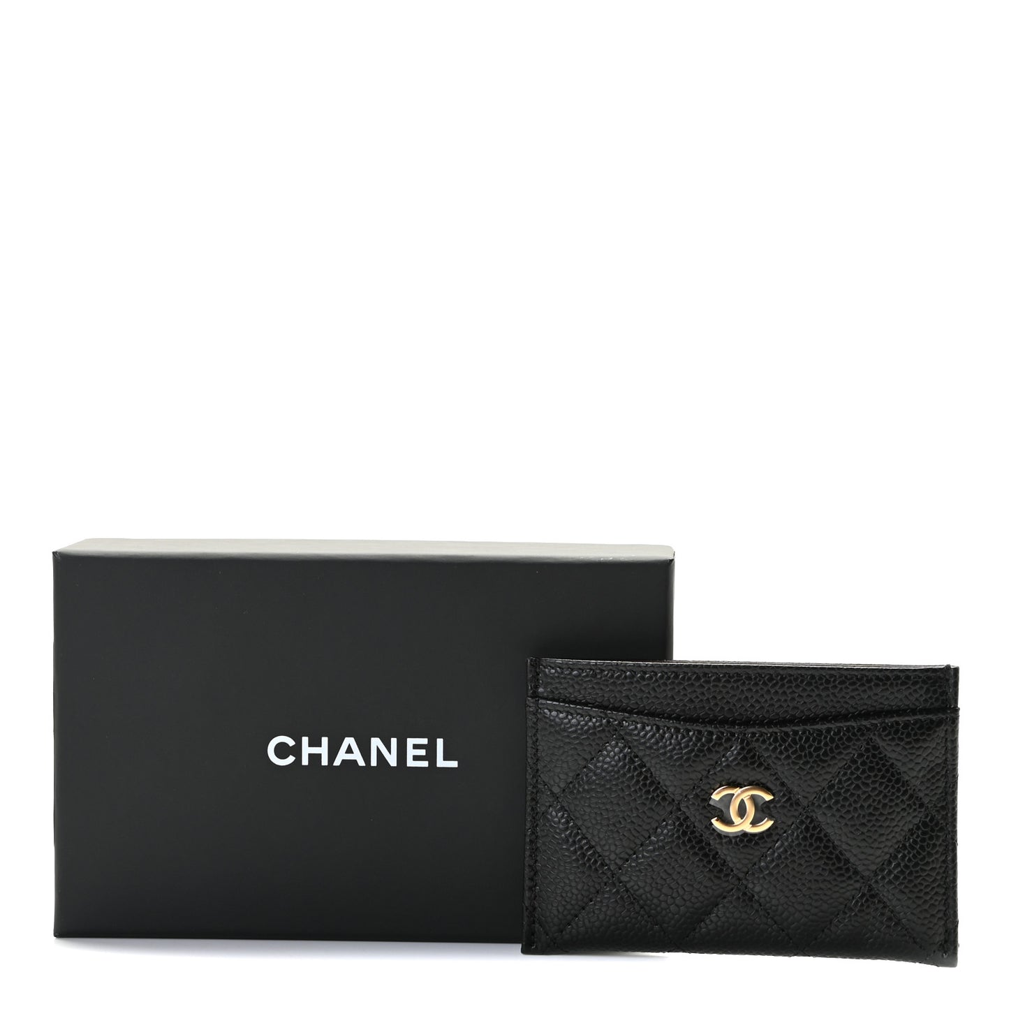 Caviar Quilted Card Holder Black