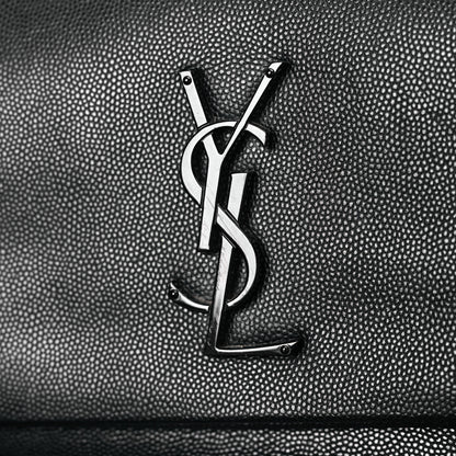 Saint Laurent Grain De Poudre Medium West Hollywood Monogram Fold-Over Black 14 of 17
