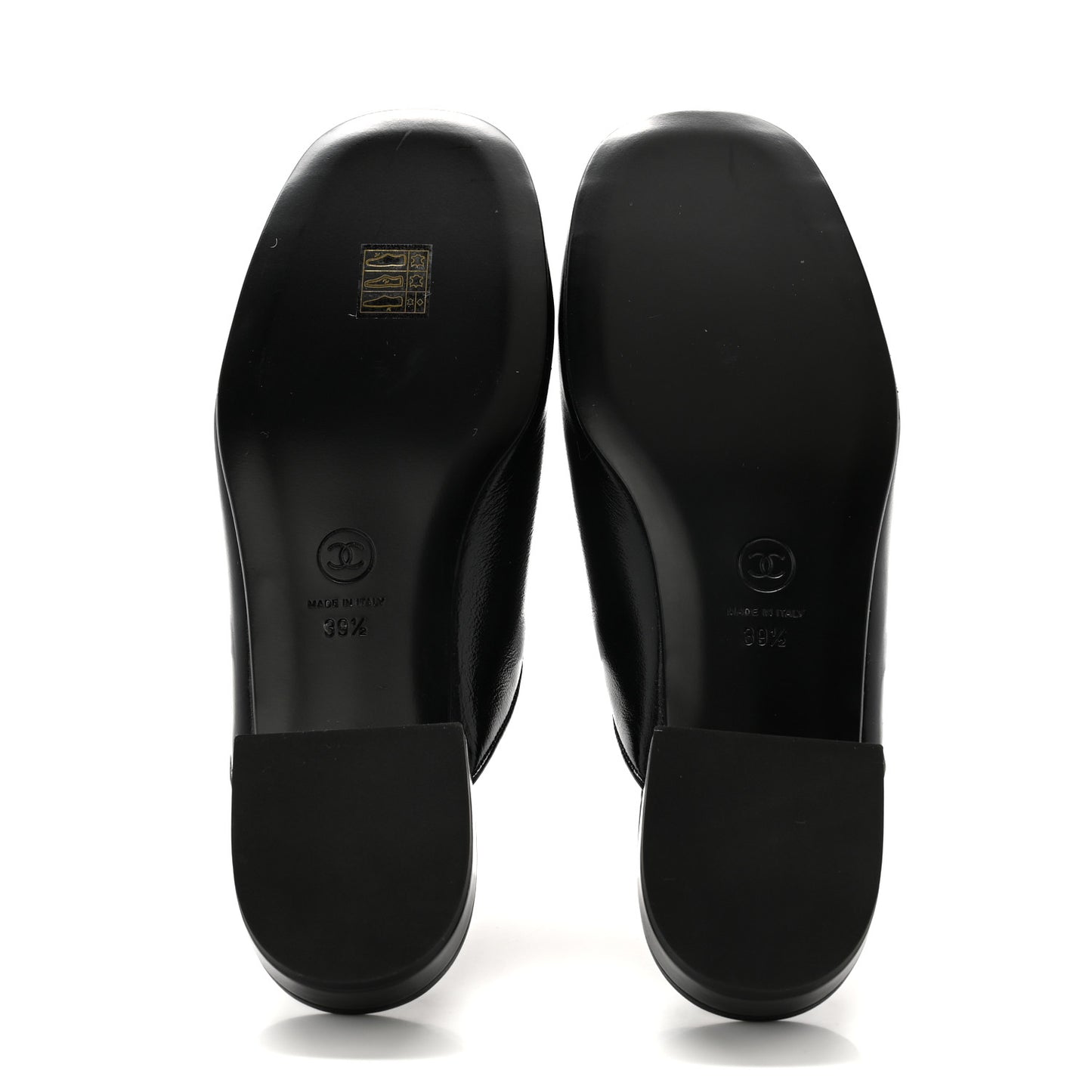 Shiny Calfskin Crystal CC Mules 39.5 Black