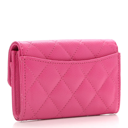 Chanel Caviar Quilted Flap Card Holder Wallet Pink 2 of 8