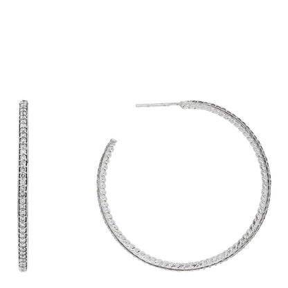 David Yurman Sterling Silver Diamond 42mm Cable Hoop Earrings 1 of 4