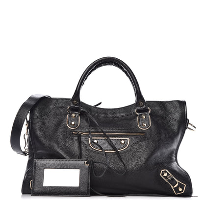 Balenciaga Chevre Gold Metallic Edge Hardware City Black 1 of 9