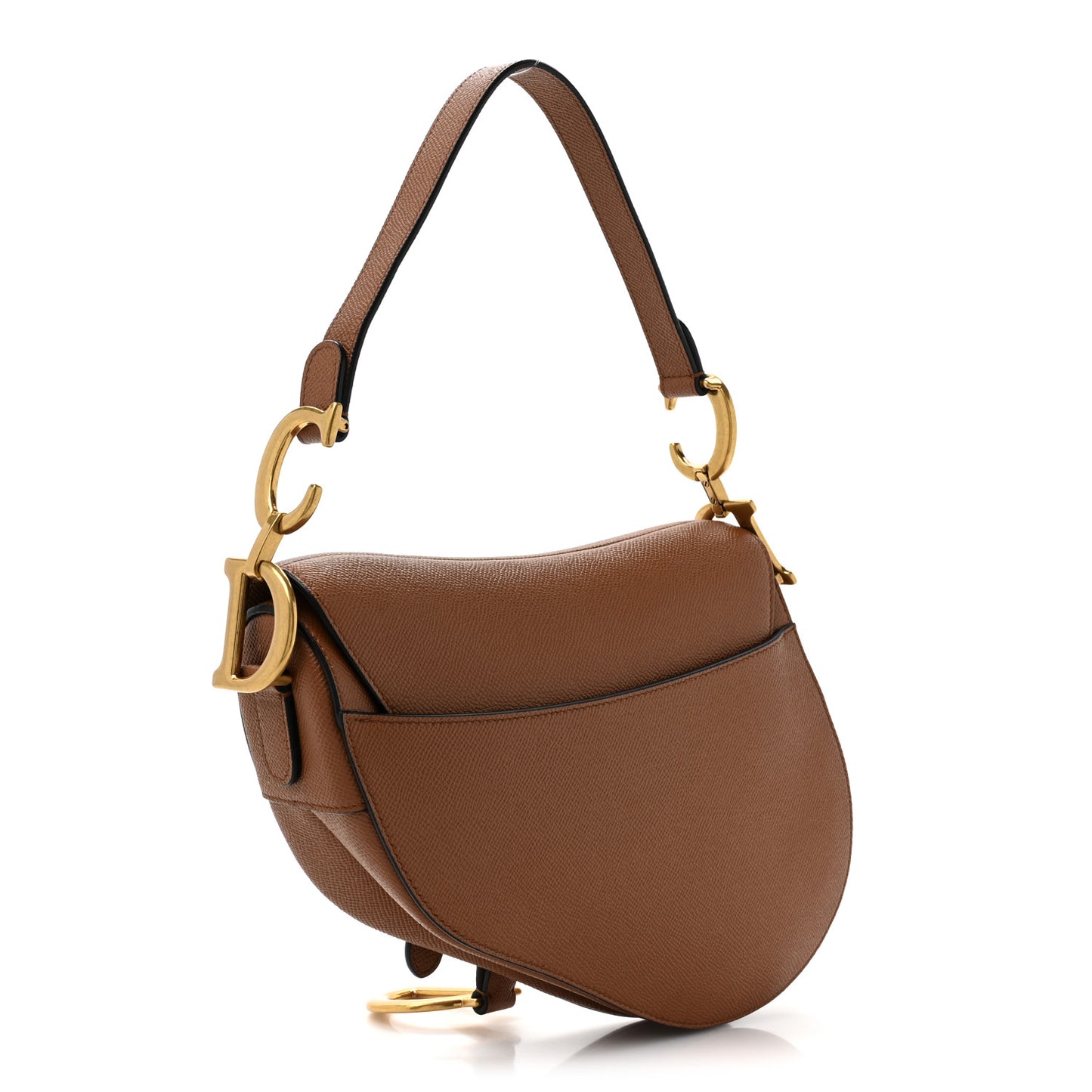 Grained Calfskin Saddle Bag Camello