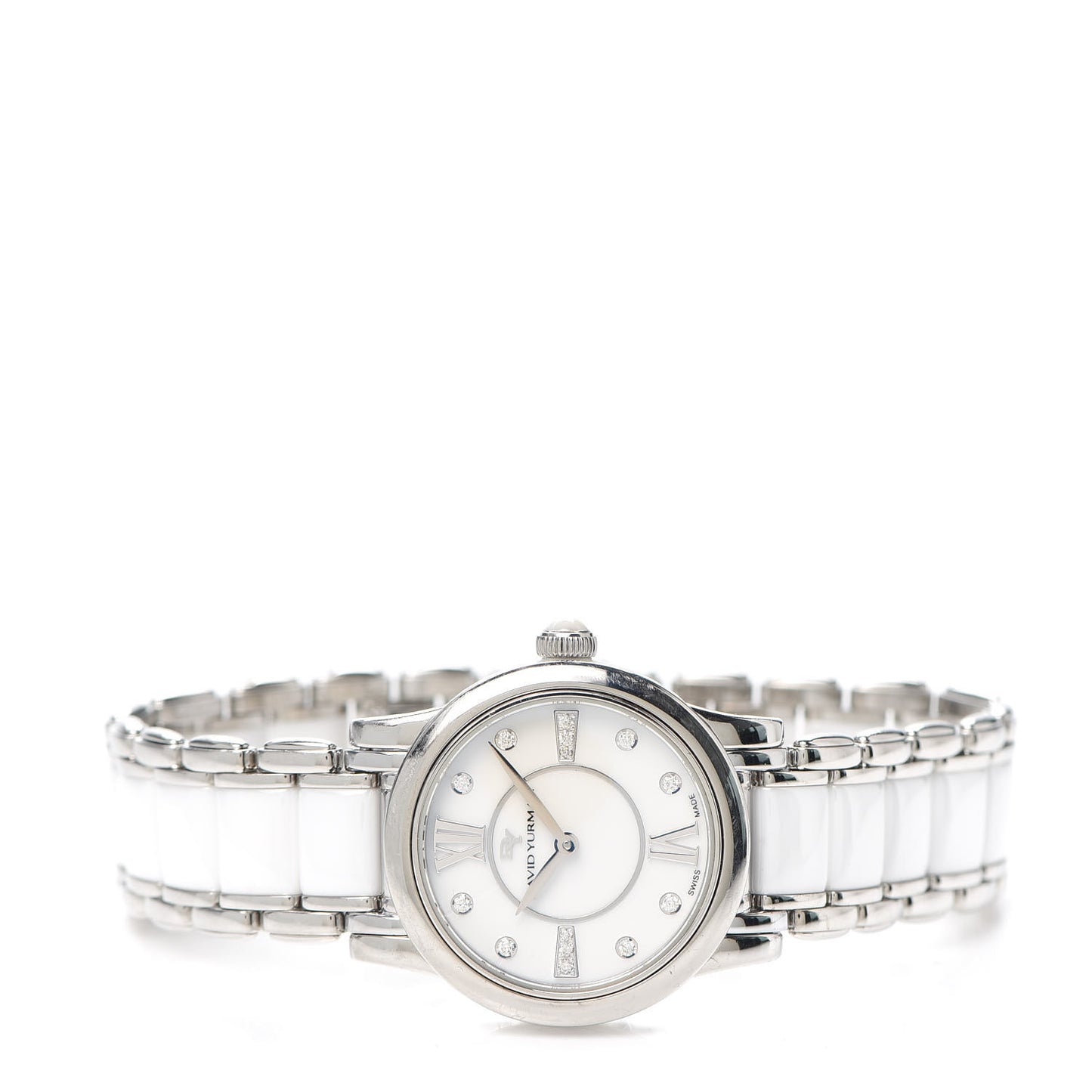 Stainless Steel Ceramic Diamond 30mm Classic Quartz Watch White