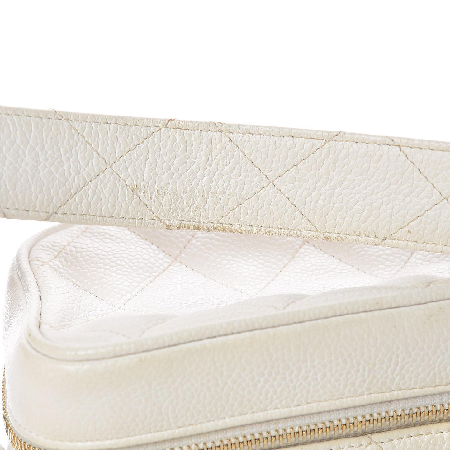 Caviar Quilted Camera Case White