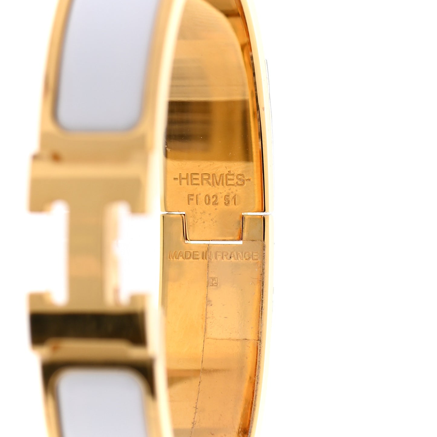 Enamel Narrow Clic Clac H Bracelet PM White