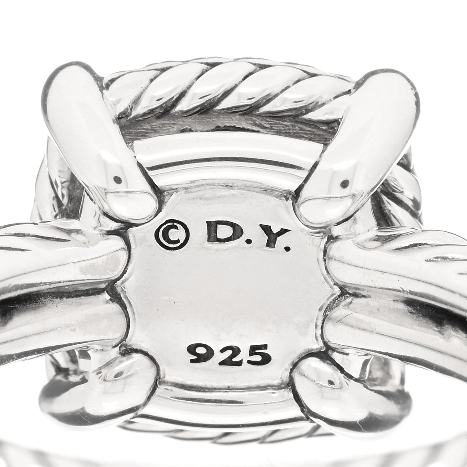 David Yurman Sterling Silver Diamond Black Orchid 9mm Chatelaine Pave Bezel Ring 54 7 4 of 4