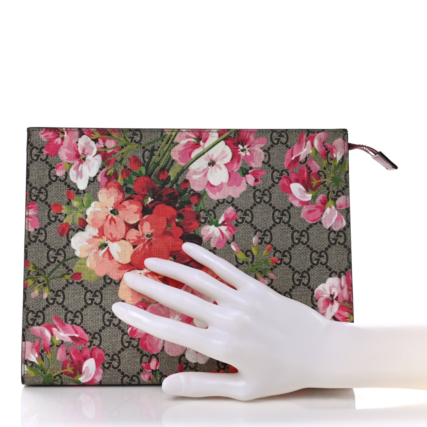 Gucci GG Supreme Monogram Blooms Large Cosmetic Case Beige Multicolor Dry Rose 2 of 10