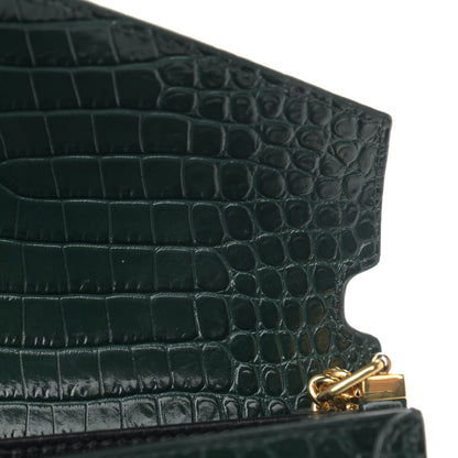 Saint Laurent Calfskin Crocodile Embossed Monogram Cassandra Clasp Bag Dark Mint 10 of 12