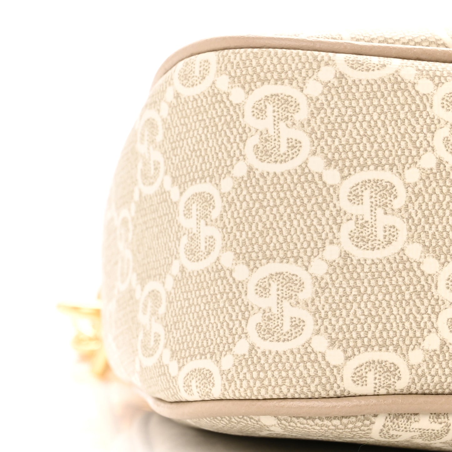GG Supreme Monogram Textured Dollar Calfskin Web Small Ophidia GG Handbag Beige Mystic White Oatmeal