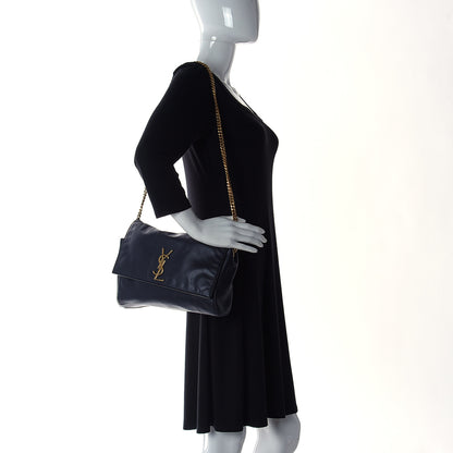 Saint Laurent Smooth Calfskin Suede Medium Reversible Monogram Kate Satchel Navy 4 of 18