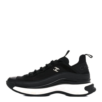 Chanel Velvet Calfskin Mixed Fibers CC Sneakers 39.5 Black 1 of 15