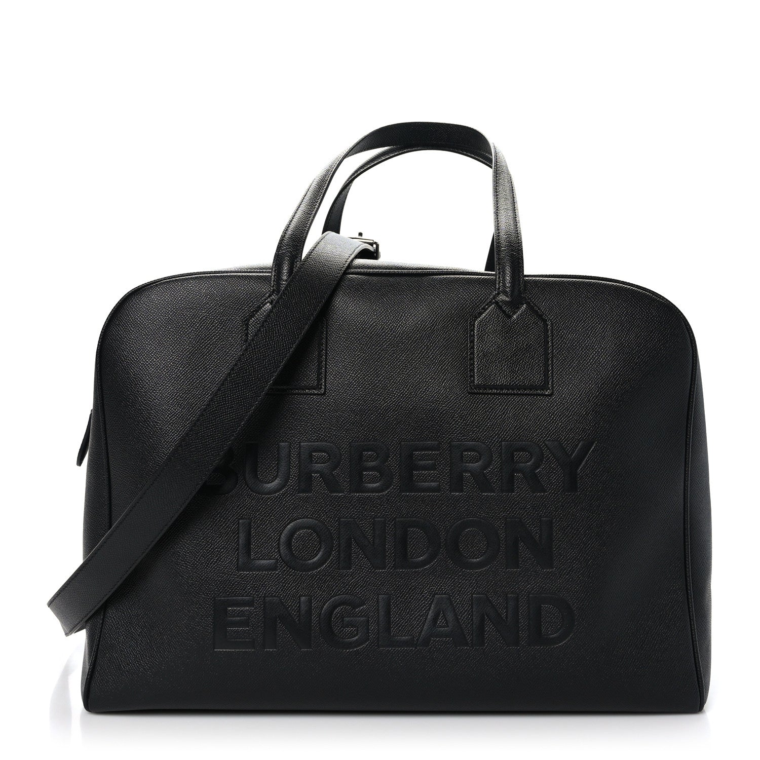 Burberry Calfskin Embossed Bowling Bag Black 1 of 9