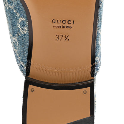 Gucci New Denim GG Malaga Kid Womens Princetown Slippers 37.5 Light Blue Royale 7 of 10