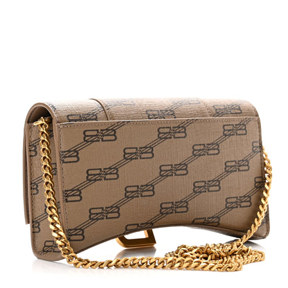 Balenciaga Coated Canvas BB Monogram Hourglass Chain Bag Beige Brown 3 of 9