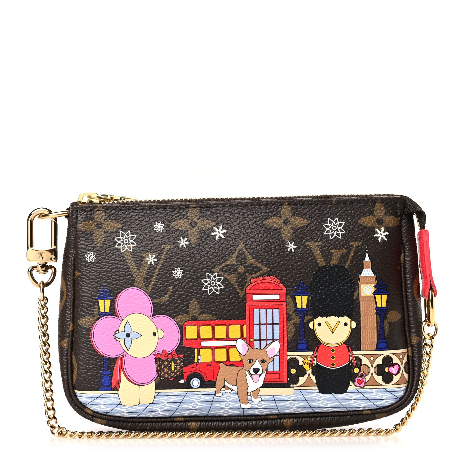 Louis Vuitton Monogram 2021 Christmas Animation London Mini Pochette Accessories Red 1 of 9