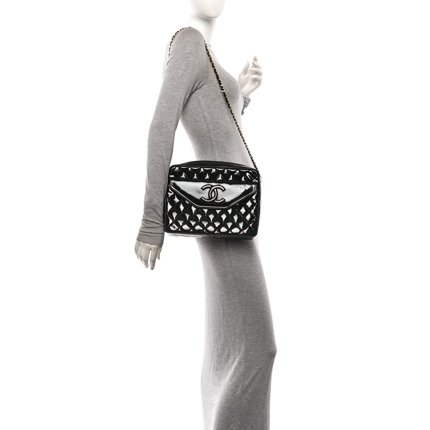 Patent Quilted Tassel Camera Case Black