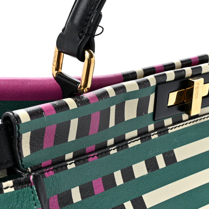 Fendi Vitello Seta Digital Print Large Peekaboo Iconic Satchel Multicolor Black 13 of 19