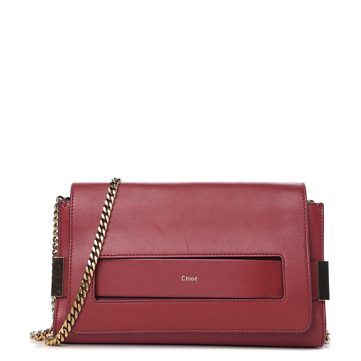 Chloe Lambskin Medium Elle Chain Clutch Red 1 of 10