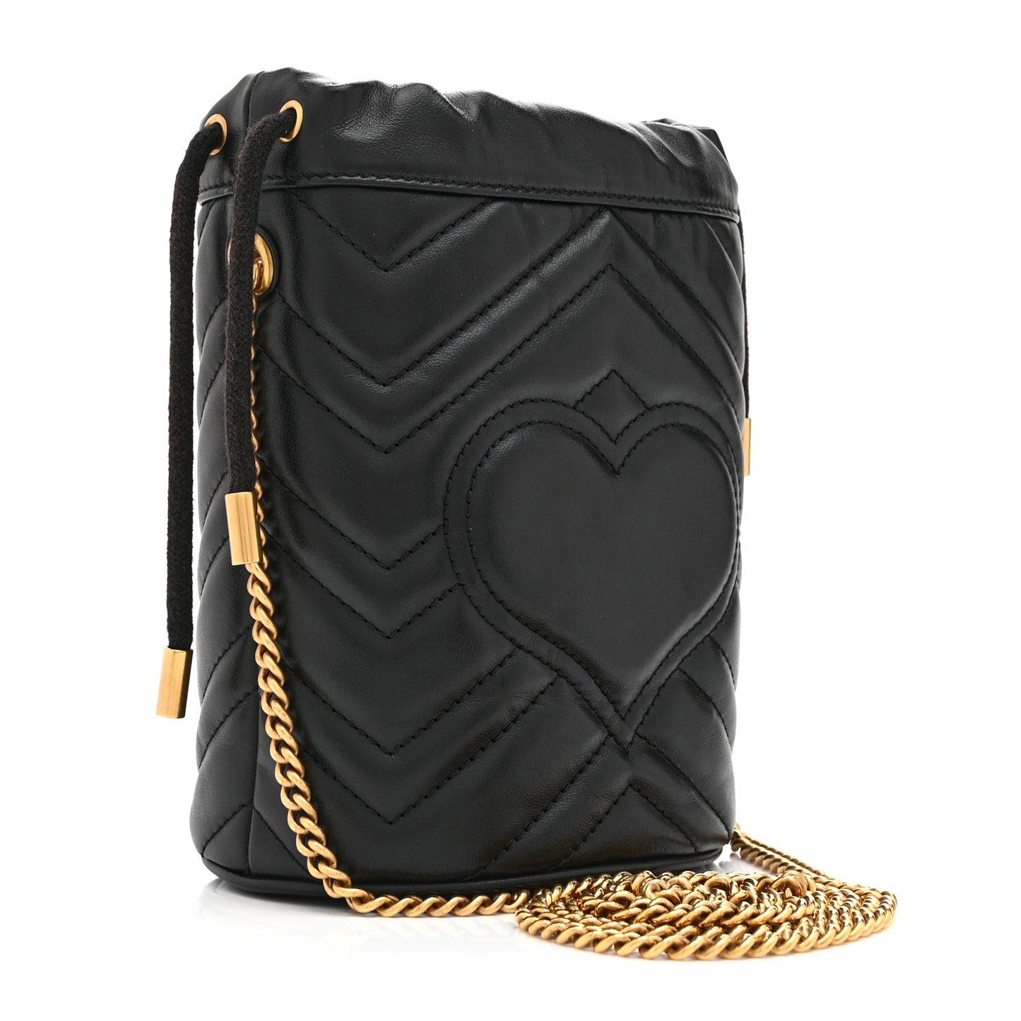 Calfskin Matelasse Mini GG Marmont 2.0 Bucket Bag Black