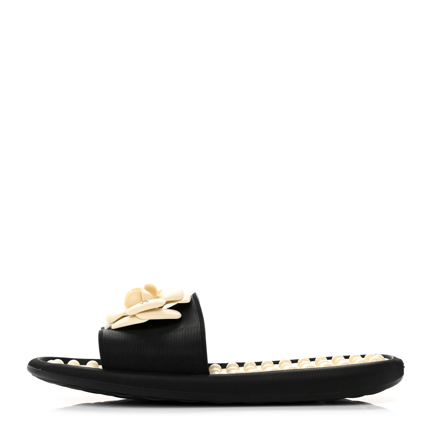 Thermoplastic PVC Camellia Mule Sandals 42 Black Ivory