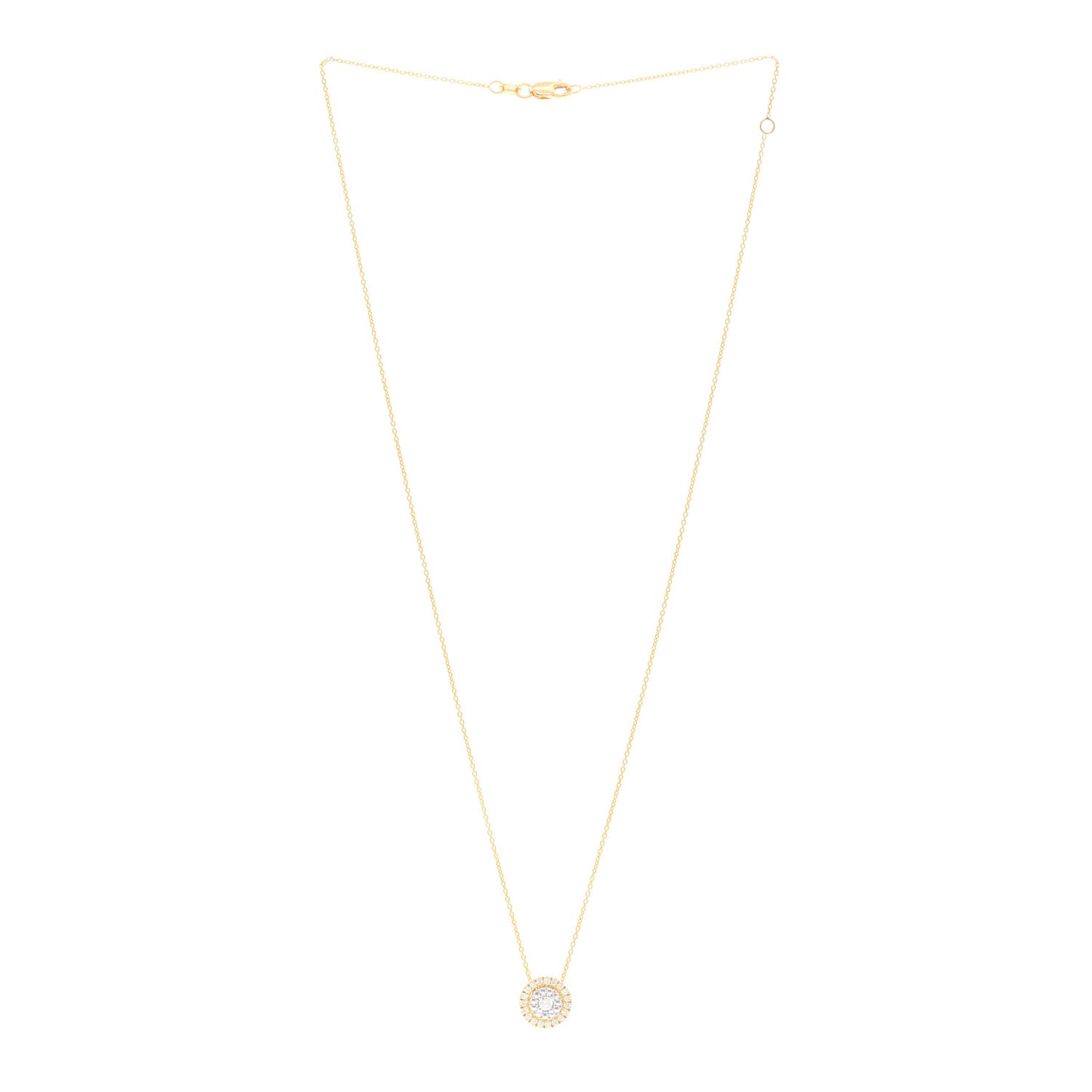 18K Yellow White Gold Diamond Small Siena Dot Pave Pendant Necklace