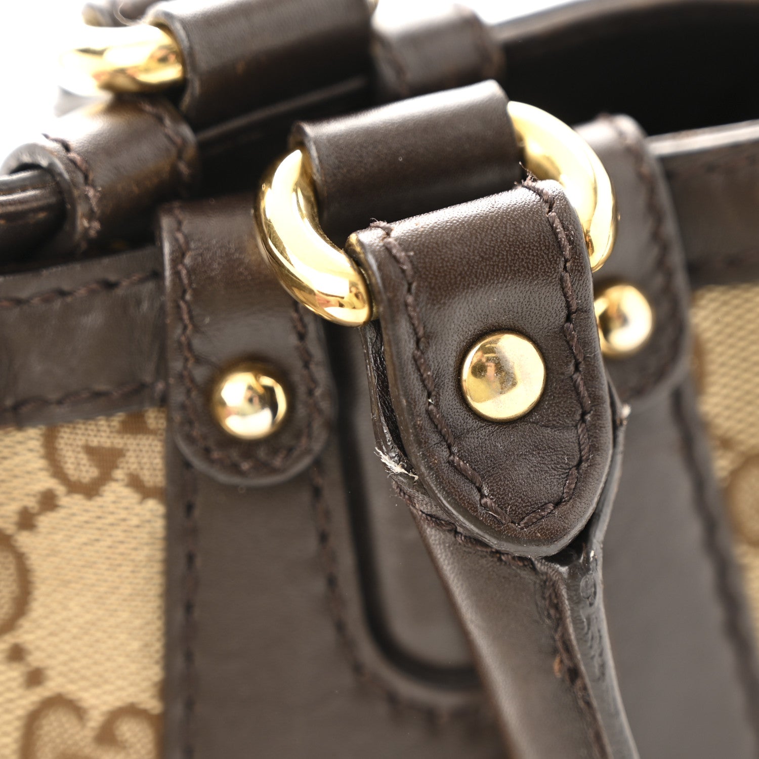 Gucci Monogram Medium Scarlett Studded Tote Dark Brown 13 of 14