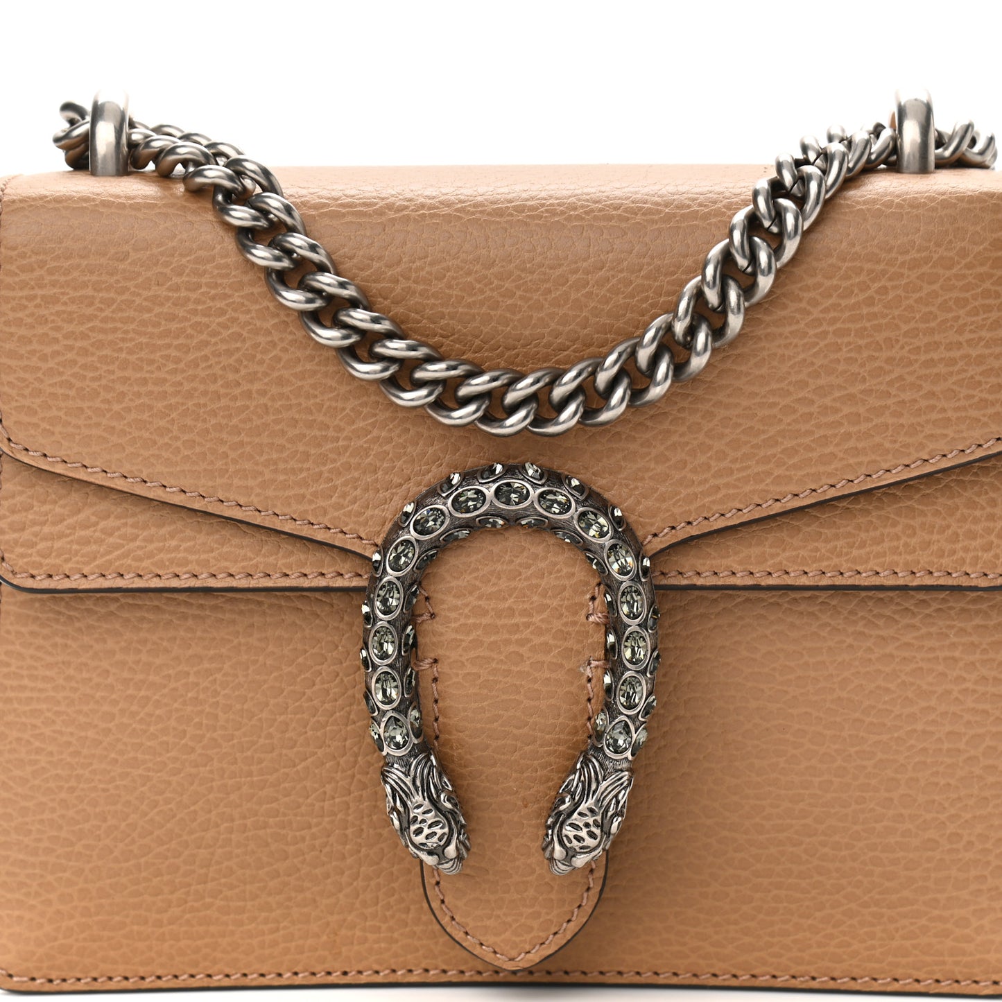 Dollar Calfskin Crystal Mini Dionysus Shoulder Bag Natural Tan Black Diamond