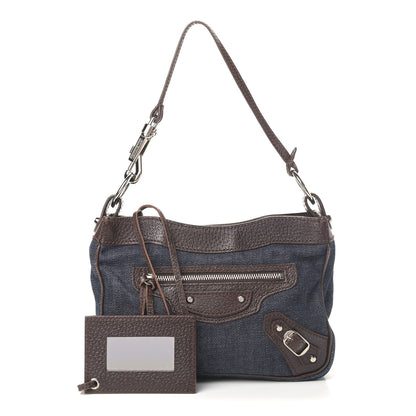 Balenciaga Denim Pigskin Classic Silver Hardware Shoulder Bag Chocolate 1 of 4