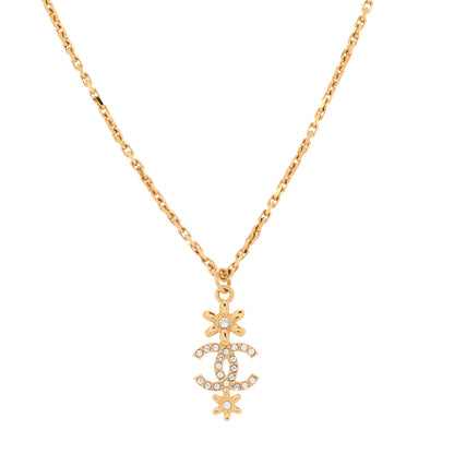 Chanel Crystal CC Flower Necklace Gold 4 of 7
