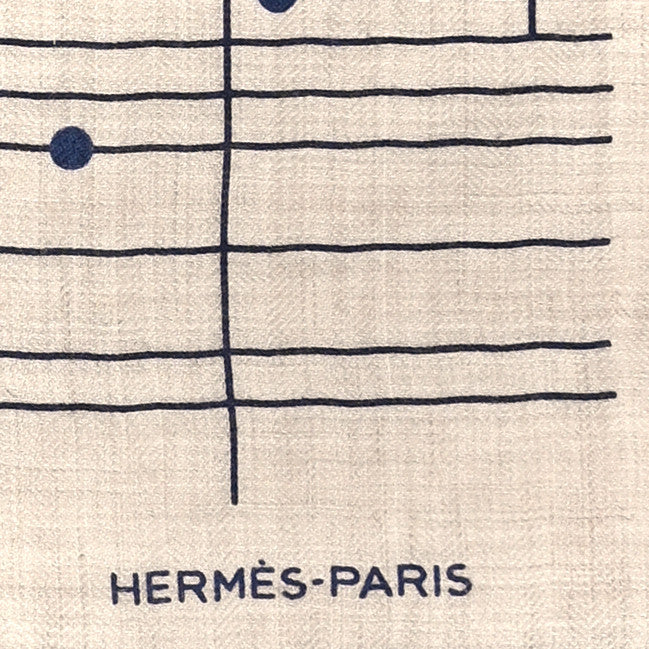 Hermes Cashmere Silk Cheval Celeste Shawl 140 Naturel Bleu Marine Bleu Marine Clair 2 of 5