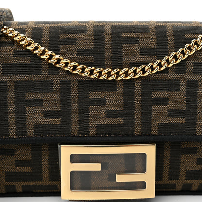 Fendi Fabric Jacquard FF 1974 Mini Baguette Tobacco Moro Black 8 of 11