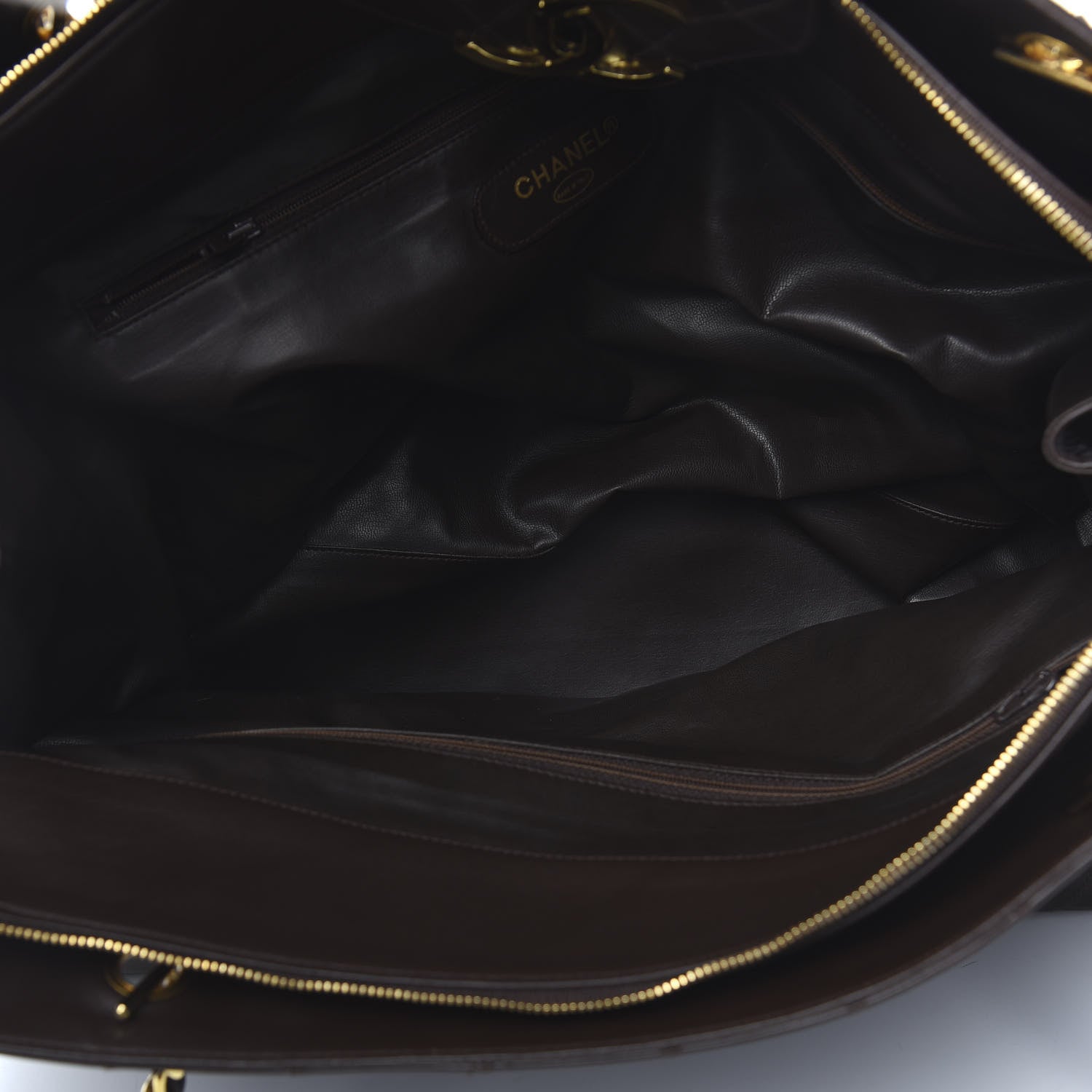 Chanel Calfskin Stitched XL Weekender Brown 6 of 14
