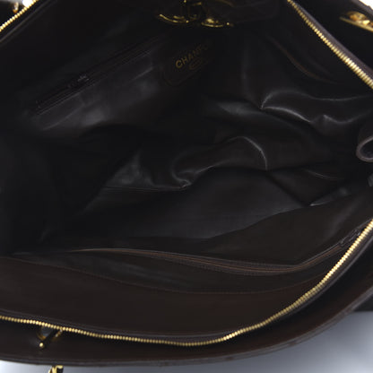 Chanel Calfskin Stitched XL Weekender Brown 6 of 14