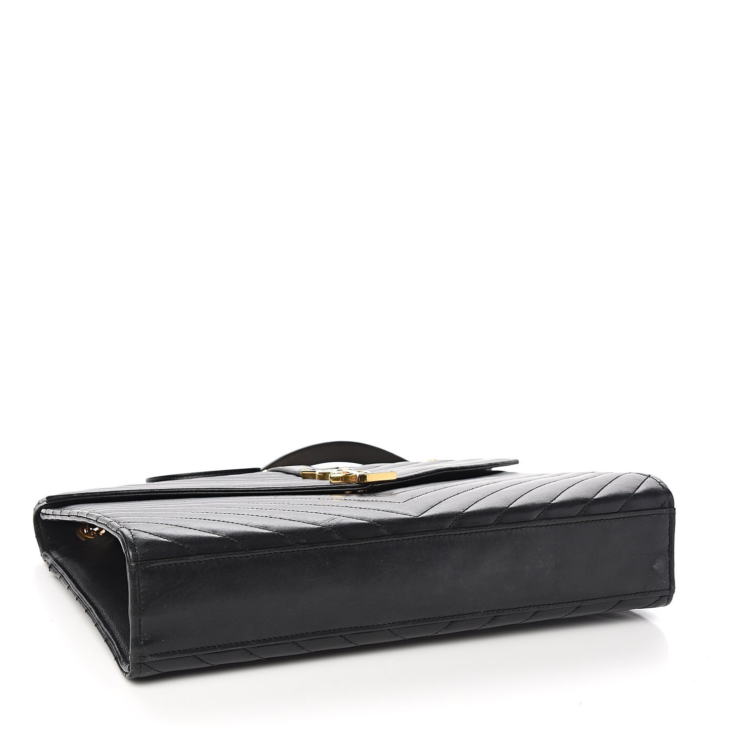 Smooth Calfskin Matelasse Chevron Large Monogram Satchel Black