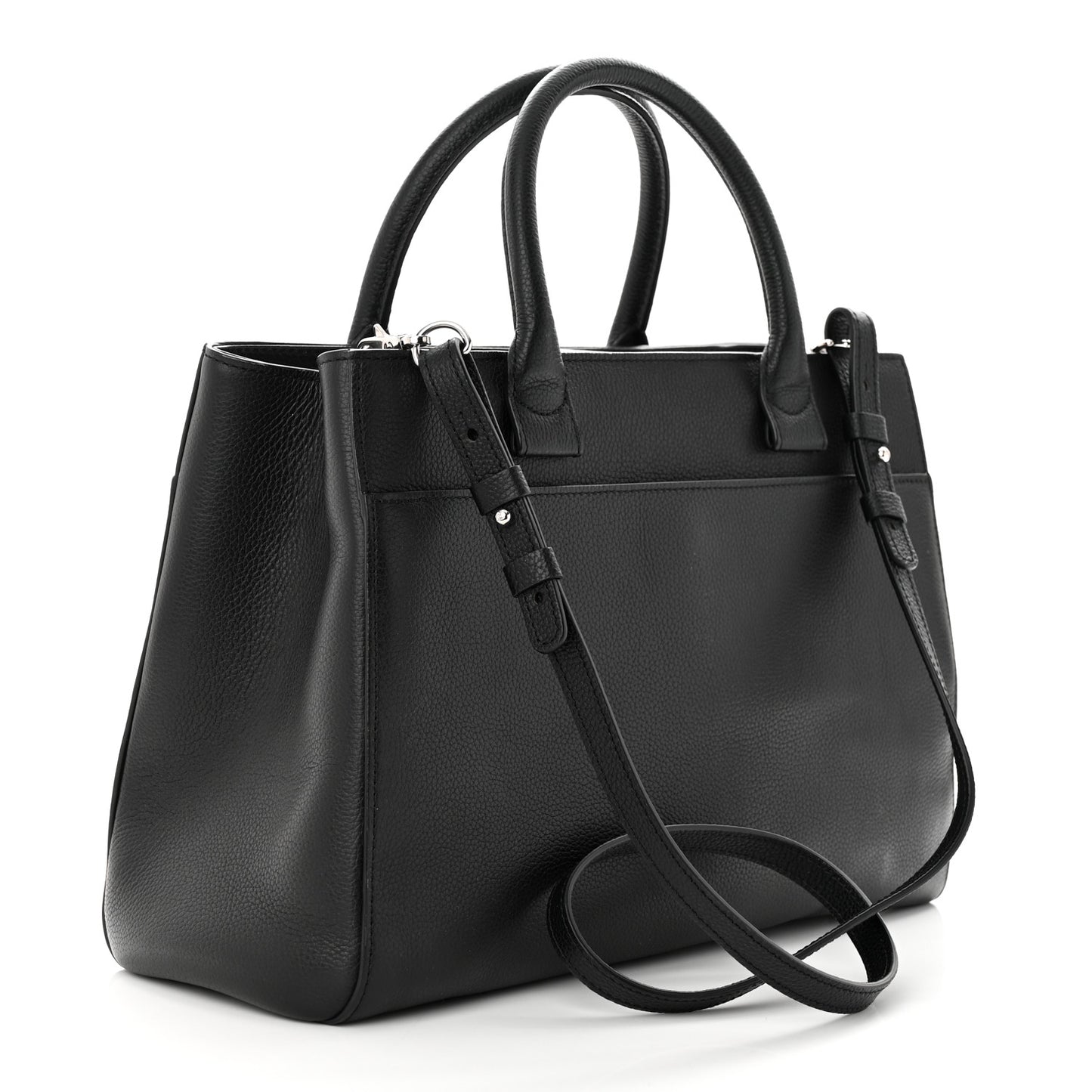 Grained Calfskin Small Neo Executive Shopper Tote Black
