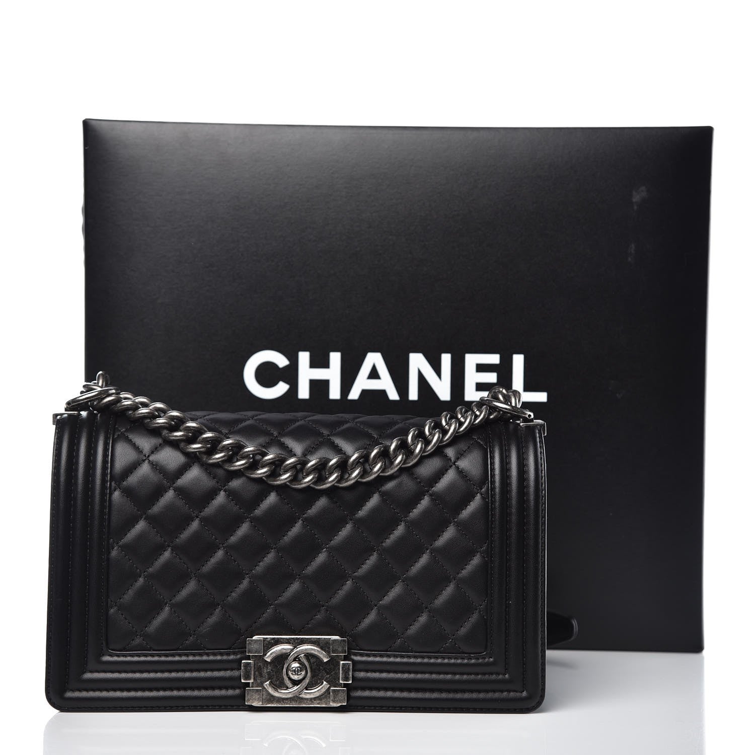 Chanel Lambskin Quilted Medium Boy Flap Black 10 of 10