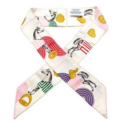 Hermes Silk Garde Robe Pop Charms Twilly White Multicolor 1 of 4