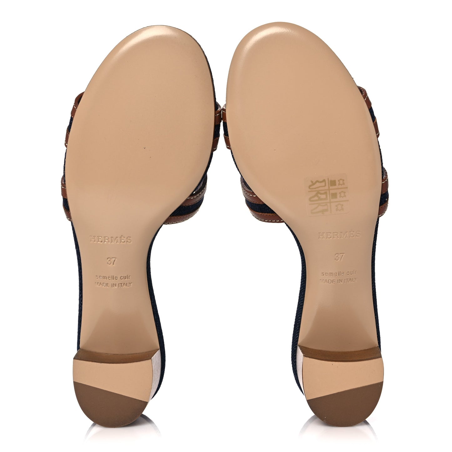 Calfskin Denim Oasis Sandals 37 Bleu Brut Gold