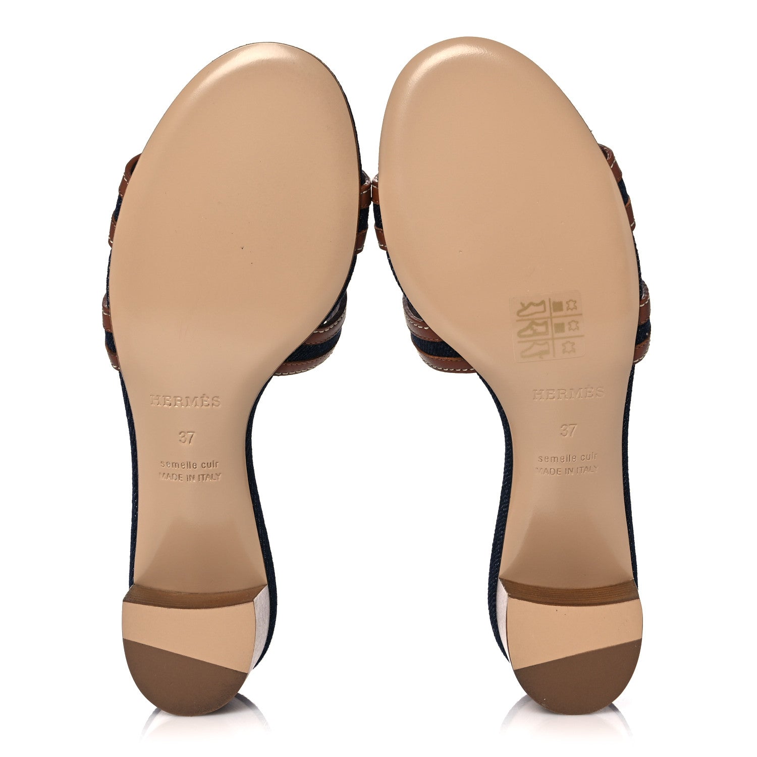 Hermes Calfskin Denim Oasis Sandals 37 Bleu Brut Gold 5 of 9