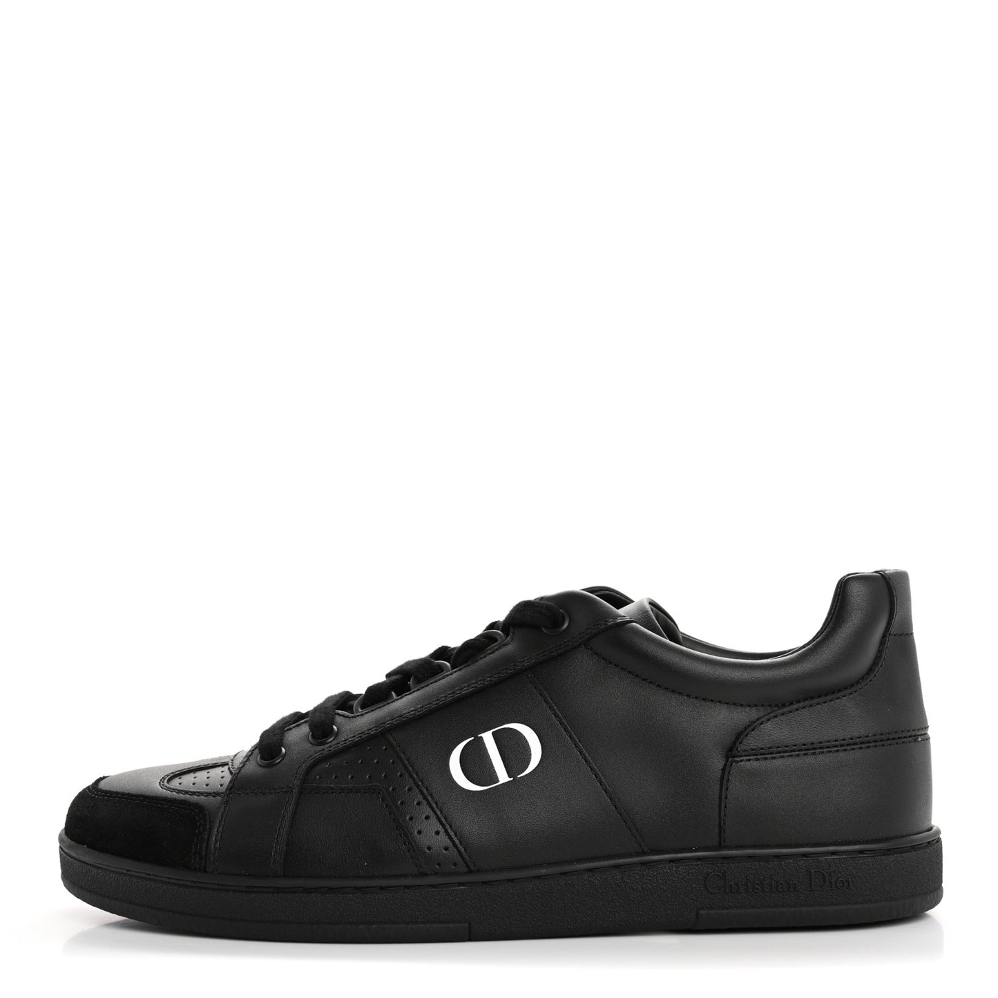 Calfskin Suede Logo Sneakers 38 Black
