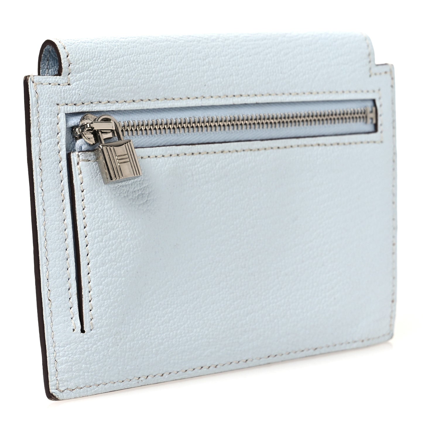 Chevre Mysore Kelly Pocket Compact Wallet Bleu Brume