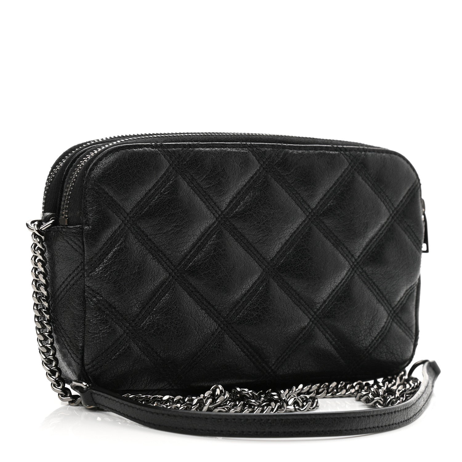 Saint Laurent Grained Lambskin Quilted Mini Becky Double Zip Bag Black 3 of 12