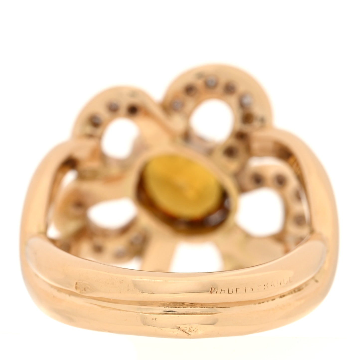 18K Yellow Gold Diamond Garnet Flower Ring 51 5.75