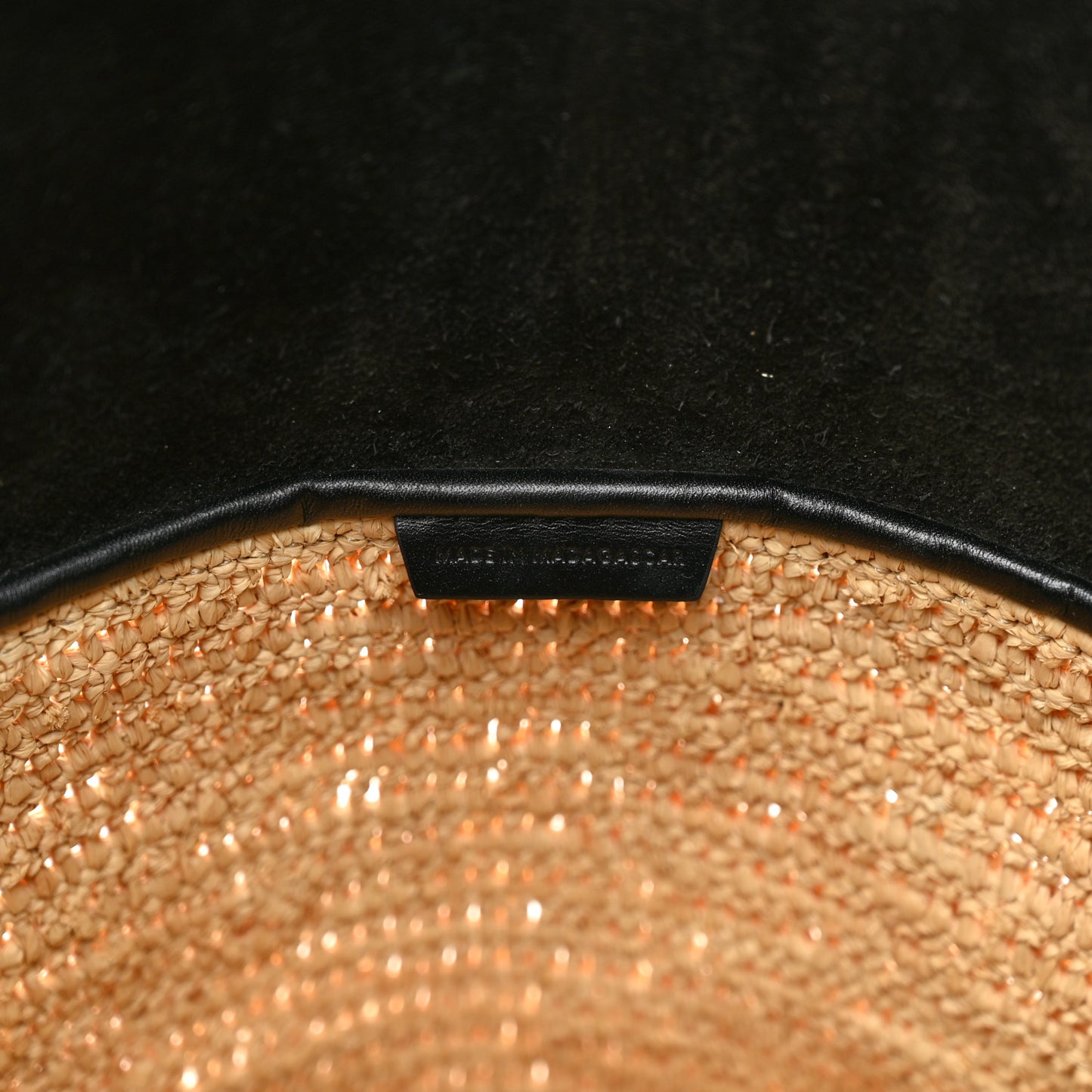 Raffia Calfskin Basket Bag Natural Black