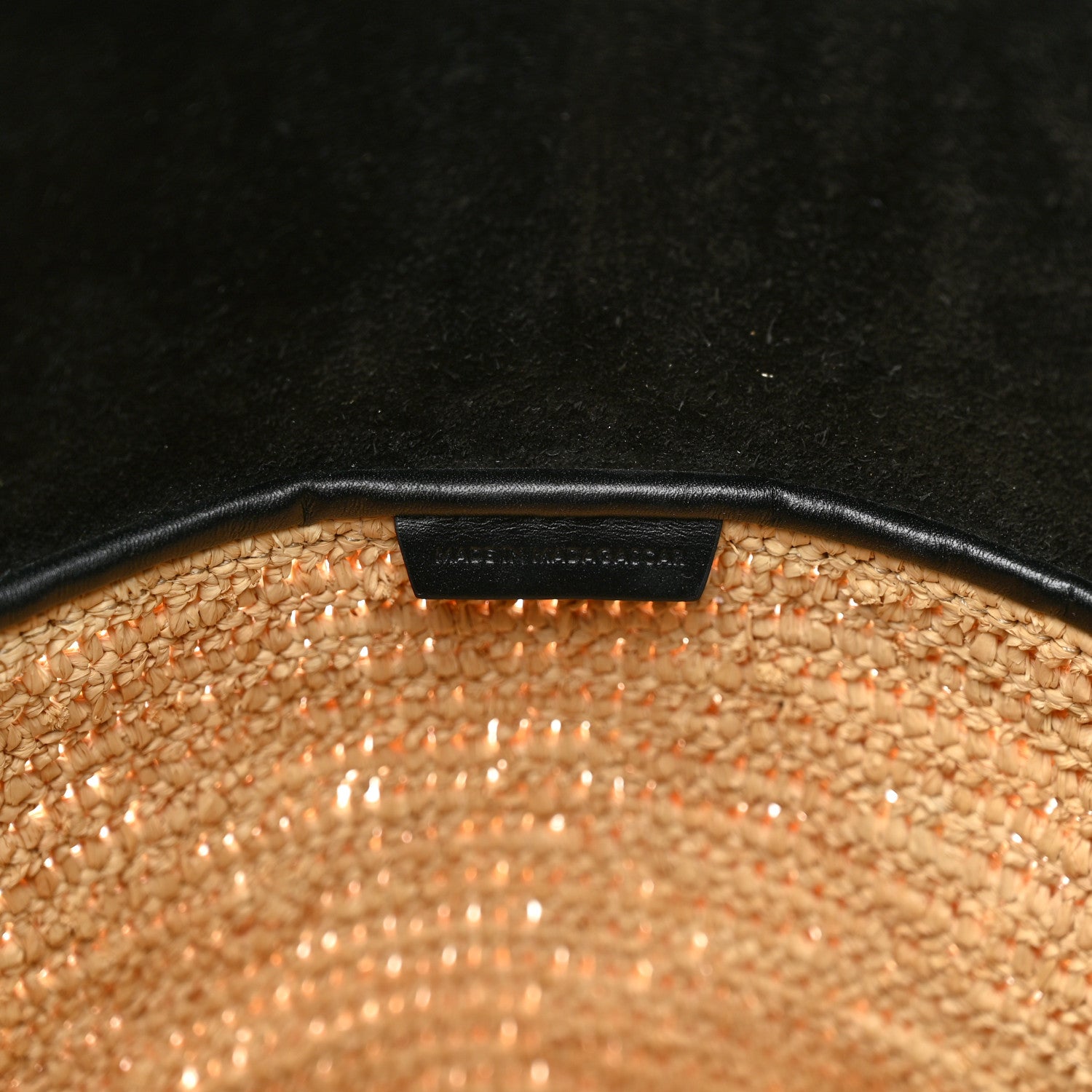 Celine Raffia Calfskin Basket Bag Natural Black 6 of 12