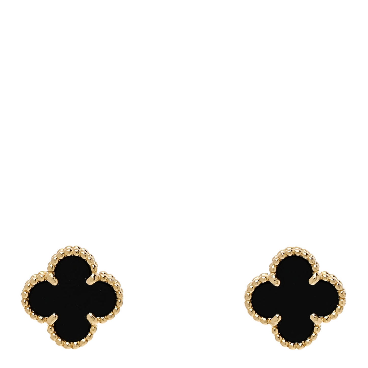 18K Yellow Gold Black Onyx Sweet Alhambra Earrings